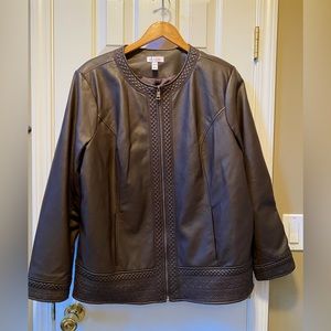 d & co. Brown faux leather quilted jacket. Size XL